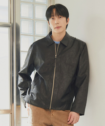 faux leather single jacket black