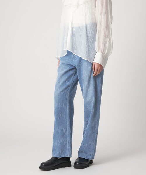 CITEN(シテン)の「<CITEN>ダメージデニムストレートパンツ ブルー(デニムパンツ・レディース・コバルトブルー・L/M/S)」の1枚目の写真