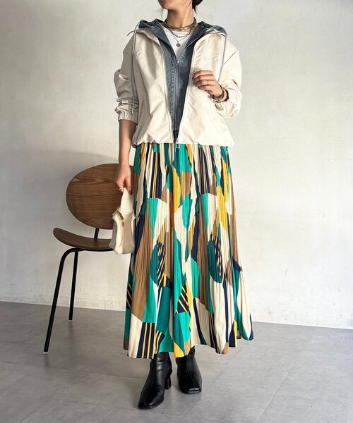 un dix cors（アンディコール）の「幾何柄プリーツスカート（スカート・レディース・グリーン/オレンジ・FREE）」の21枚目の写真