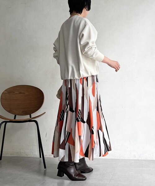 un dix cors（アンディコール）の「幾何柄プリーツスカート（スカート・レディース・グリーン/オレンジ・FREE）」の8枚目の写真