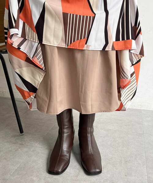 un dix cors（アンディコール）の「幾何柄プリーツスカート（スカート・レディース・グリーン/オレンジ・FREE）」の3枚目の写真
