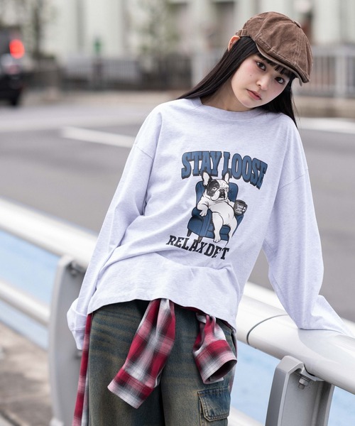 WEGO(ウィゴー)の「WEGO/グラフィックBIG T(Tシャツ/カットソー・メンズ・アッシュグレー/ホワイト/ブラック/スミクロ・MEDIUM/LARGE)」の1枚目の写真