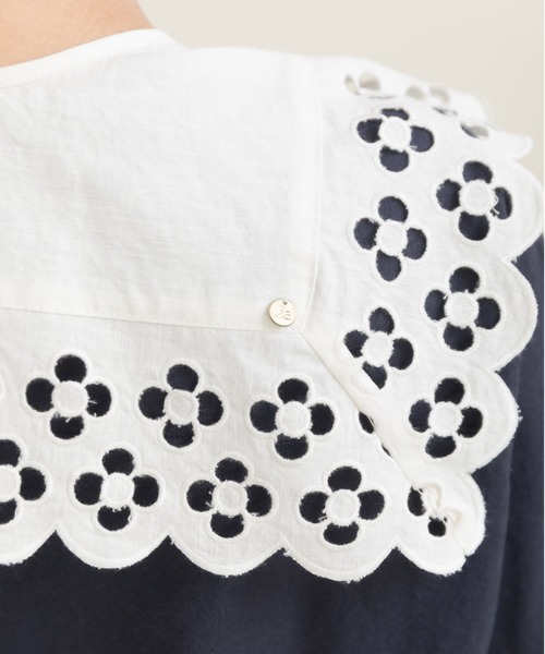 Dot＆Stripes CHILD WOMAN（ドットアンドストライプス　チャイルドウーマン）の「コットンリネンキャンバス フラワーカットワーク スクエア付け襟（付け襟・レディース・ホワイト・FREE）」の7枚目の写真
