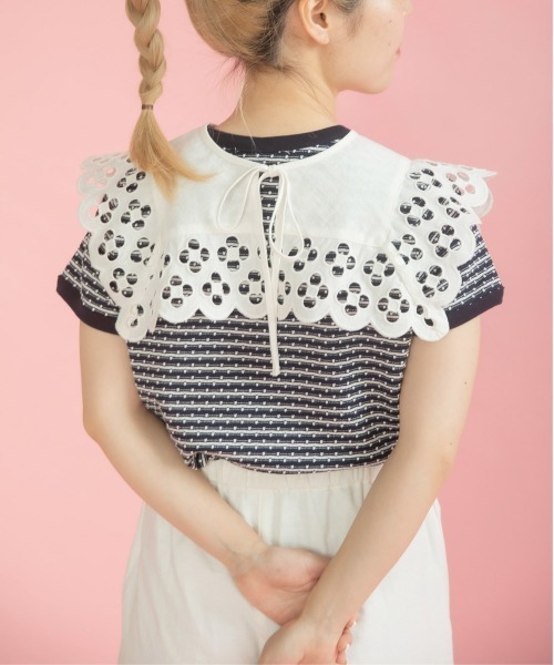 Dot＆Stripes CHILD WOMAN（ドットアンドストライプス　チャイルドウーマン）の「コットンリネンキャンバス フラワーカットワーク スクエア付け襟（付け襟・レディース・ホワイト・FREE）」の14枚目の写真