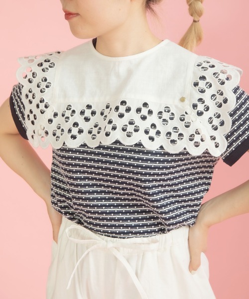 Dot&Stripes CHILD WOMAN(ドットアンドストライプス チャイルドウーマン)の「コットンリネンキャンバス フラワーカットワーク スクエア付け襟(付け襟・レディース・ホワイト・FREE)」の13枚目の写真