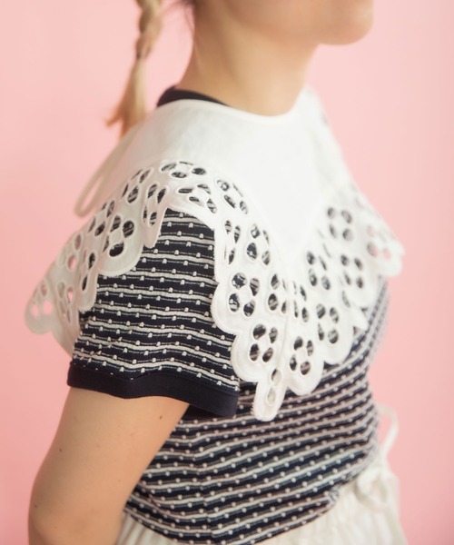 Dot&Stripes CHILD WOMAN(ドットアンドストライプス チャイルドウーマン)の「コットンリネンキャンバス フラワーカットワーク スクエア付け襟(付け襟・レディース・ホワイト・FREE)」の12枚目の写真