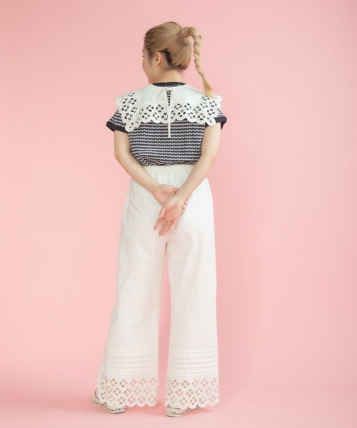 Dot&Stripes CHILD WOMAN(ドットアンドストライプス チャイルドウーマン)の「コットンリネンキャンバス フラワーカットワーク スクエア付け襟(付け襟・レディース・ホワイト・FREE)」の18枚目の写真