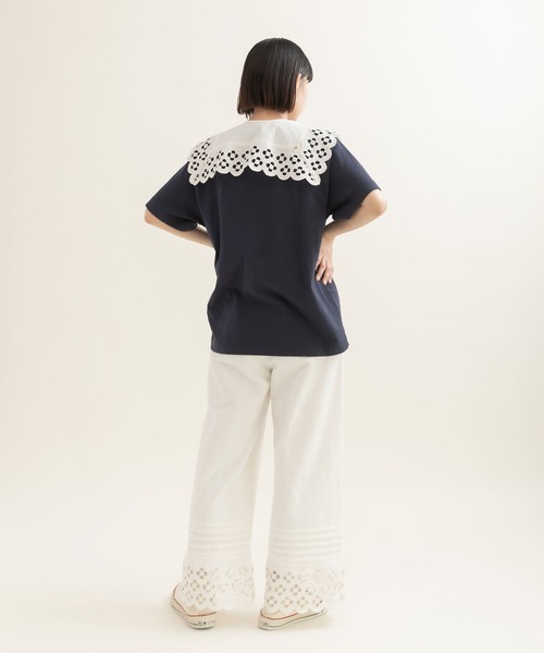Dot&Stripes CHILD WOMAN(ドットアンドストライプス チャイルドウーマン)の「コットンリネンキャンバス フラワーカットワーク スクエア付け襟(付け襟・レディース・ホワイト・FREE)」の11枚目の写真