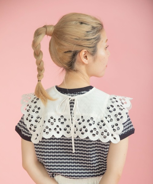 Dot&Stripes CHILD WOMAN(ドットアンドストライプス チャイルドウーマン)の「コットンリネンキャンバス フラワーカットワーク スクエア付け襟(付け襟・レディース・ホワイト・FREE)」の15枚目の写真