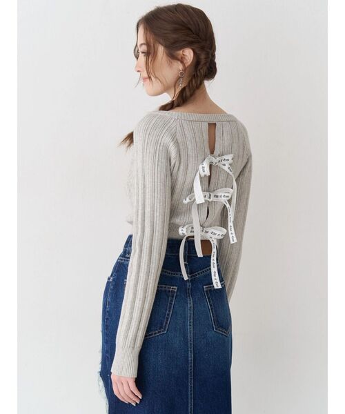 EVRIS(エヴリス)の「2WAYバックリボンニットトップス(ニット/セーター・レディース・ブラック/グレー/ホワイト/グリーン・FREE)」の20枚目の写真