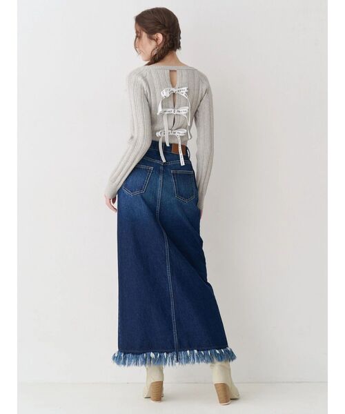 EVRIS(エヴリス)の「2WAYバックリボンニットトップス(ニット/セーター・レディース・ブラック/グレー/ホワイト/グリーン・FREE)」の22枚目の写真