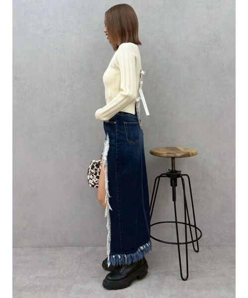 EVRIS(エヴリス)の「2WAYバックリボンニットトップス(ニット/セーター・レディース・ブラック/グレー/ホワイト/グリーン・FREE)」の7枚目の写真