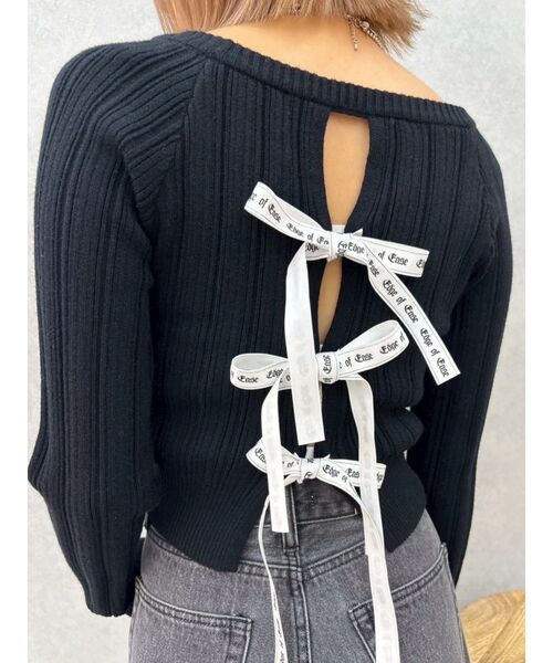 EVRIS(エヴリス)の「2WAYバックリボンニットトップス(ニット/セーター・レディース・ブラック/グレー/ホワイト/グリーン・FREE)」の10枚目の写真