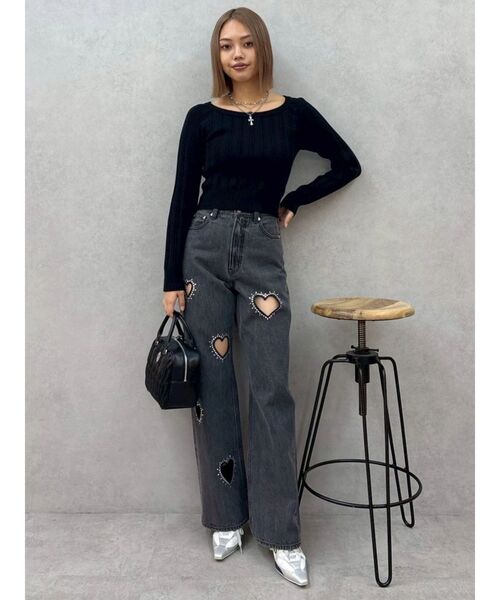 EVRIS(エヴリス)の「2WAYバックリボンニットトップス(ニット/セーター・レディース・ブラック/グレー/ホワイト/グリーン・FREE)」の13枚目の写真