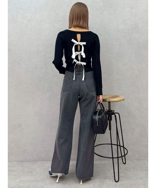 EVRIS(エヴリス)の「2WAYバックリボンニットトップス(ニット/セーター・レディース・ブラック/グレー/ホワイト/グリーン・FREE)」の15枚目の写真