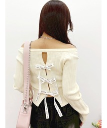 2WAYバックリボンニットトップス 春服