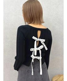 2WAYバックリボンニットトップス 春服