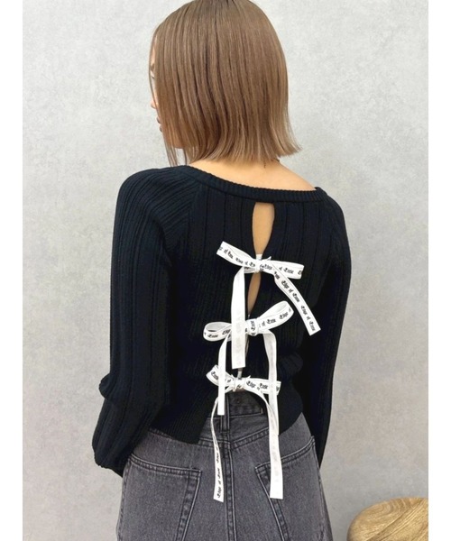 セール】2WAYバックリボンニットトップス 春服（ニット/セーター