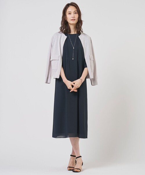 J.PRESS Ladies(J.プレス レディス)の「LINEN COTTON BLEND ニット ブルゾン(ブルゾン・レディース・ネイビー系/ベージュ系/ライトグレー系・SMALL)」の7枚目の写真