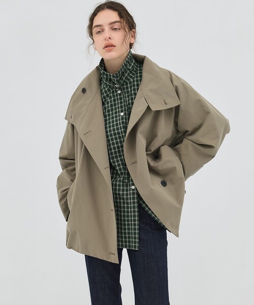 PUBLIC TOKYO(パブリックトウキョウ)の「【2026春新作*完売間近※再入荷予定なし】ファンネルネックショートトレンチコート(トレンチコート・レディース・アイボリー/ダークグレー/カーキ・1/2)」の17枚目の写真