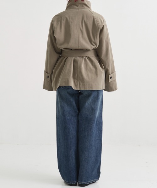 【web完売】ファンネルネックショートトレンチコート/publictokyo ファンネルネックショートトレンチコート(1 IVORY): : ウィメンズ