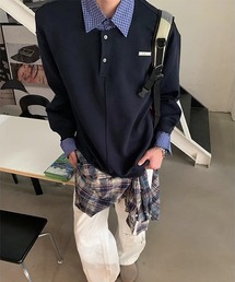 チェックシャツ レイヤードスウェットトップス WO26S2TP09