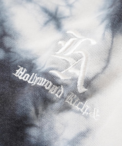 1111clothing(ワンフォークロージング)の「LA刺繍 タイダイ染 ルーズスウェット / LA Embroidery Tie-Dye Loose Sweatshirt(スウェット・メンズ・ブラック/イエロー・L/M)」の22枚目の写真