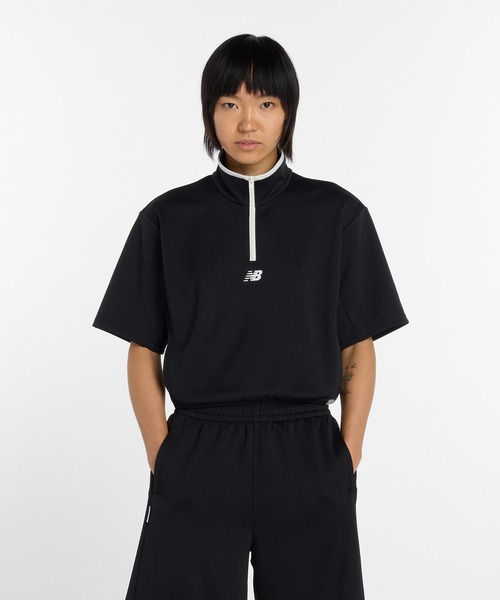 NEW BALANCE(ニューバランス)の「ニットショートスリーブハーフジップ(スウェット・レディース・ブラック/ベージュ・SMALL/MEDIUM/LARGE/X-LARGE)」の2枚目の写真