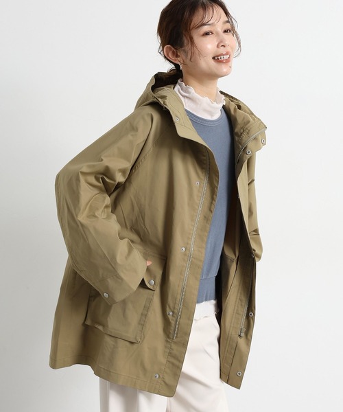 studio CLIP（スタディオクリップ）の「【撥水】ミドル丈フーディブルゾン（ブルゾン・レディース・ベージュ/ネイビー・FREE）」の5枚目の写真