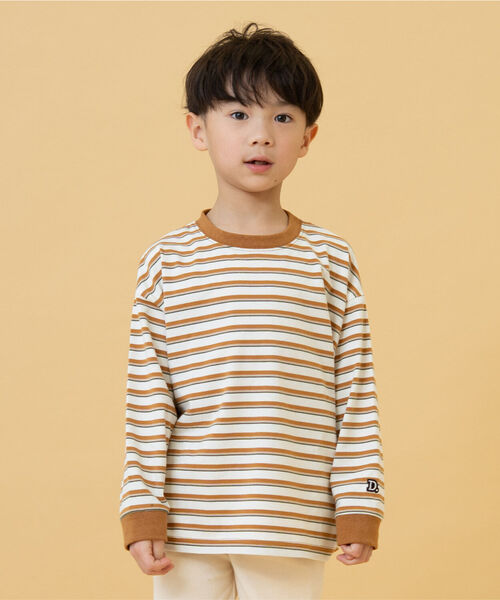 and D. petit main（アンドディープティマイン）の「【365D.】アソートマルチボーダー長袖Tシャツ（Tシャツ/カットソー・キッズ・ブルー/ブラック/エメラルド/ラベンダー/ベージュ・100cm/90cm/110cm/140cm/130cm/120cm）」の2枚目の写真