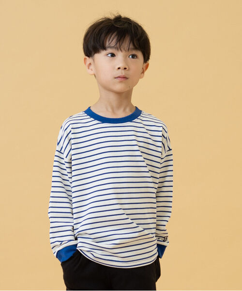 and D. petit main（アンドディープティマイン）の「【365D.】アソートマルチボーダー長袖Tシャツ（Tシャツ/カットソー・キッズ・ブルー/ブラック/エメラルド/ラベンダー/ベージュ・100cm/90cm/110cm/140cm/130cm/120cm）」の4枚目の写真