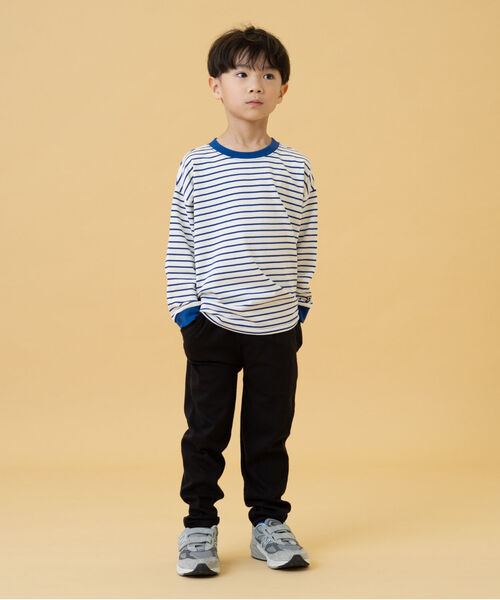 and D. petit main（アンドディープティマイン）の「【365D.】アソートマルチボーダー長袖Tシャツ（Tシャツ/カットソー・キッズ・ブルー/ブラック/エメラルド/ラベンダー/ベージュ・100cm/90cm/110cm/140cm/130cm/120cm）」の6枚目の写真