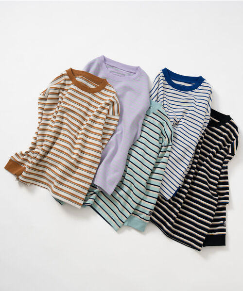 and D. petit main（アンドディープティマイン）の「【365D.】アソートマルチボーダー長袖Tシャツ（Tシャツ/カットソー・キッズ・ブルー/ブラック/エメラルド/ラベンダー/ベージュ・100cm/90cm/110cm/140cm/130cm/120cm）」の15枚目の写真