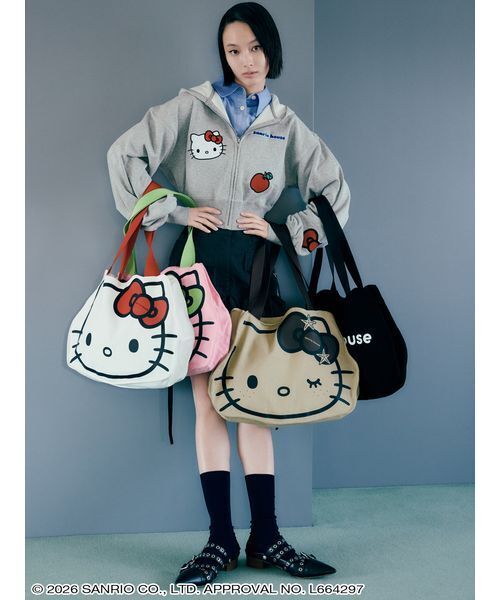 sanrio house(サンリオハウス)の「ハローキティ フェイストートバッグ(トートバッグ・レディース・ブラック/ベージュ/ホワイト/ピンク・F)」の6枚目の写真