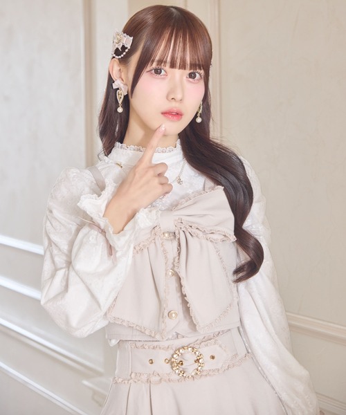 ROJITA（ロジータ）の「【セットアップ対応】レーシトップス+ビスチェセット（Tシャツ/カットソー・レディース・チャコールグレー/ピンクベージュ/ブラック・FREE）」の3枚目の写真