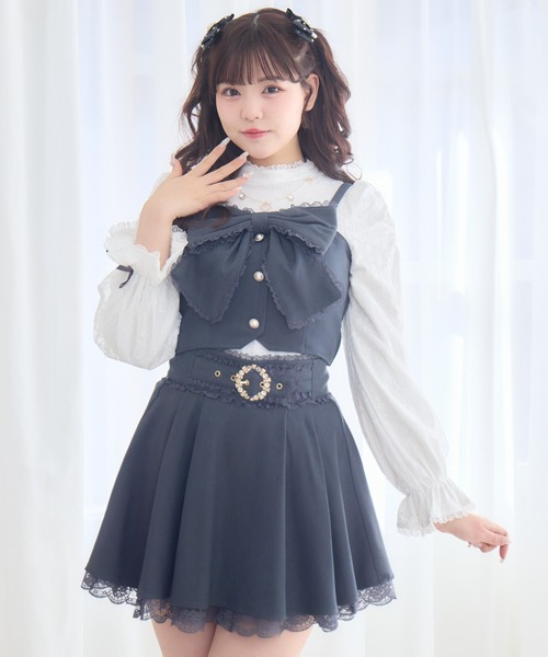 ROJITA（ロジータ）の「【セットアップ対応】レーシトップス+ビスチェセット（Tシャツ/カットソー・レディース・チャコールグレー/ピンクベージュ/ブラック・FREE）」の8枚目の写真