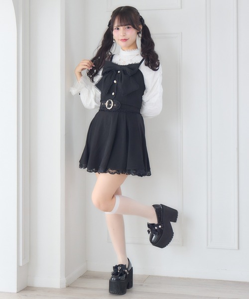 ROJITA（ロジータ）の「【セットアップ対応】レーシトップス+ビスチェセット（Tシャツ/カットソー・レディース・チャコールグレー/ピンクベージュ/ブラック・FREE）」の9枚目の写真