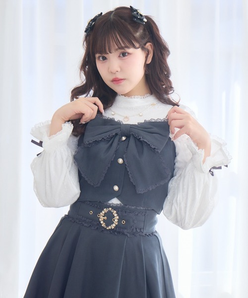 ROJITA（ロジータ）の「【セットアップ対応】レーシトップス+ビスチェセット（Tシャツ/カットソー・レディース・チャコールグレー/ピンクベージュ/ブラック・FREE）」の7枚目の写真