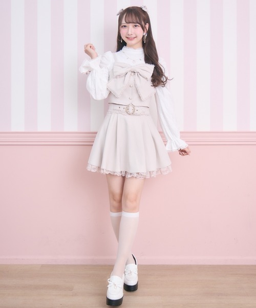 ROJITA（ロジータ）の「【セットアップ対応】レーシトップス+ビスチェセット（Tシャツ/カットソー・レディース・チャコールグレー/ピンクベージュ/ブラック・FREE）」の14枚目の写真