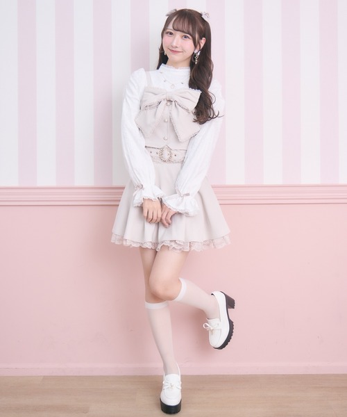 ROJITA（ロジータ）の「【セットアップ対応】レーシトップス+ビスチェセット（Tシャツ/カットソー・レディース・チャコールグレー/ピンクベージュ/ブラック・FREE）」の15枚目の写真