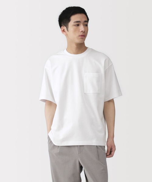無印良品(ムジルシリョウヒン)の「紳士 涼感UVカットワイド半袖Tシャツ(Tシャツ/カットソー・メンズ・ホワイト/ライトグレー/ダークブラウン系/ブラック/スモーキーグリーン系/ライトブルー/グレー系/ネイビー/ブラウン系・S/M/L/XL)」の1枚目の写真