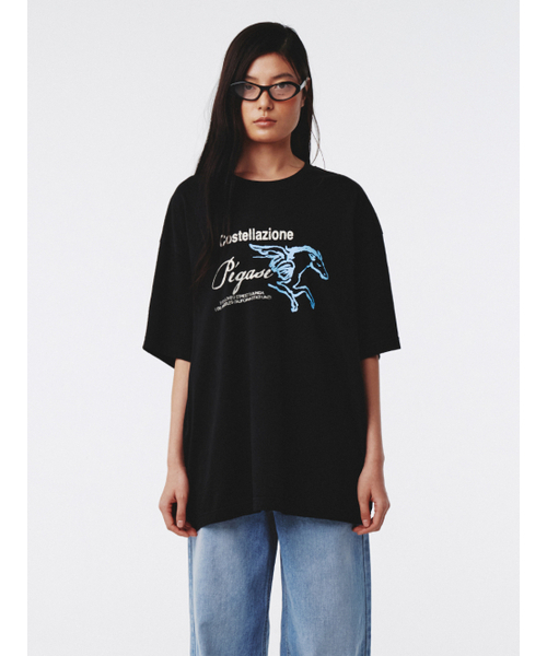 Kijun(キジュン)の「ペガサス オーバーサイズ Tシャツ ユニセックス ブラック(Tシャツ/カットソー・レディース・その他・SMALL/MEDIUM/LARGE)」の1枚目の写真