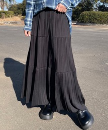 プリーツティアードロングスカート
