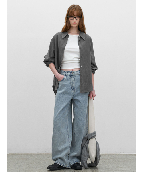 ATELIER NAIN(アトリエナイン)の「LYODELL CREASE STANDARD SHIRT (BL-4403)(シャツ/ブラウス・レディース・チャコール・FREE)」の3枚目の写真