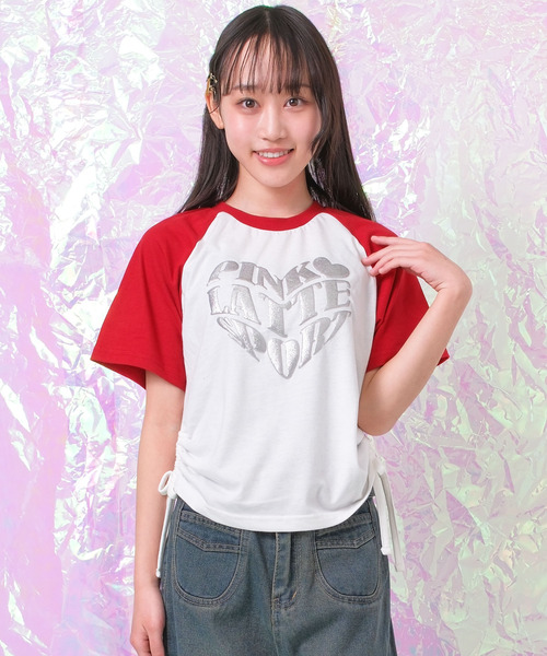 PINK latte SPORT ピンクラテスポーツ サイドギャザーラグランTシャツ