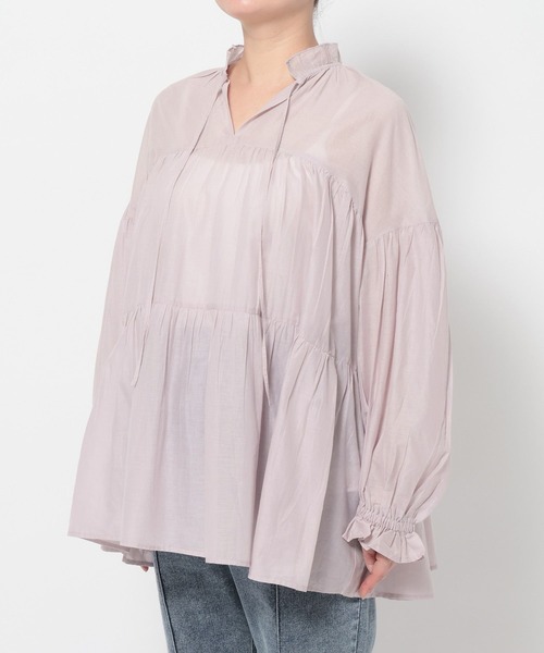 LEPSIM(レプシィム)の「【産前・産後対応】マタニティ/ティアードブラウス 639082(マタニティウェア/グッズ・レディース・ライトピンク/ブラック/アイボリー・FREE)」の5枚目の写真