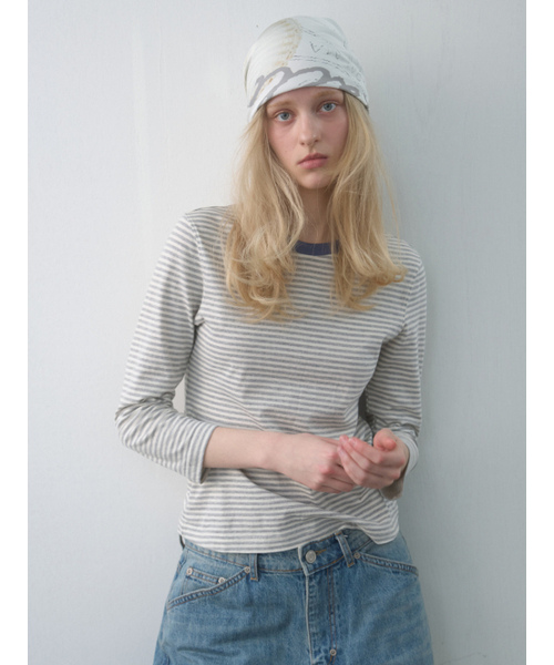 Kijun(キジュン)の「Stripe Mid Sleeve Tee Melange Grey(Tシャツ/カットソー・レディース・その他・SMALL/MEDIUM)」の2枚目の写真