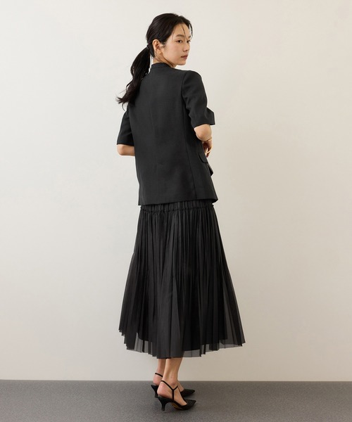 ROPE'（ロペ）の「リネンハーフスリーブノーカラー半袖ジャケット（ノーカラージャケット・レディース・ブラック/キナリ・38/36）」の13枚目の写真