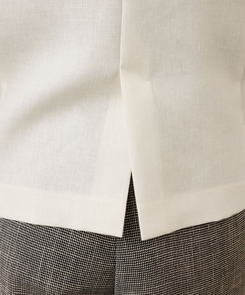 ROPE'（ロペ）の「リネンハーフスリーブノーカラー半袖ジャケット（ノーカラージャケット・レディース・ブラック/キナリ・38/36）」の19枚目の写真