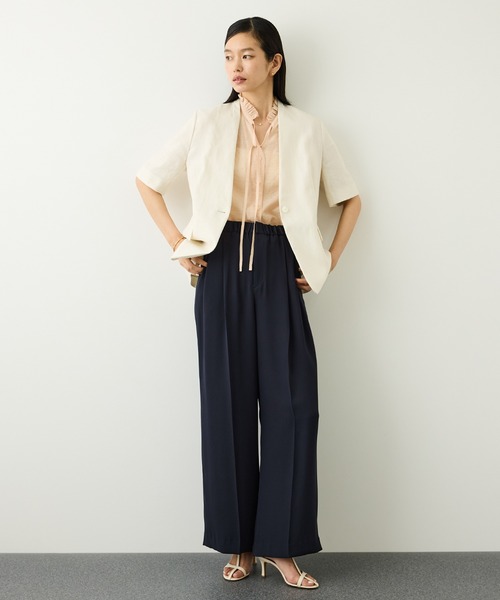 ROPE'（ロペ）の「リネンハーフスリーブノーカラージャケット（ノーカラージャケット・レディース・ブラック/キナリ・38/36）」の15枚目の写真